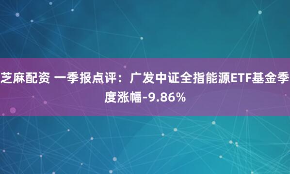 芝麻配资 一季报点评：广发中证全指能源ETF基金季度涨幅-9.86%